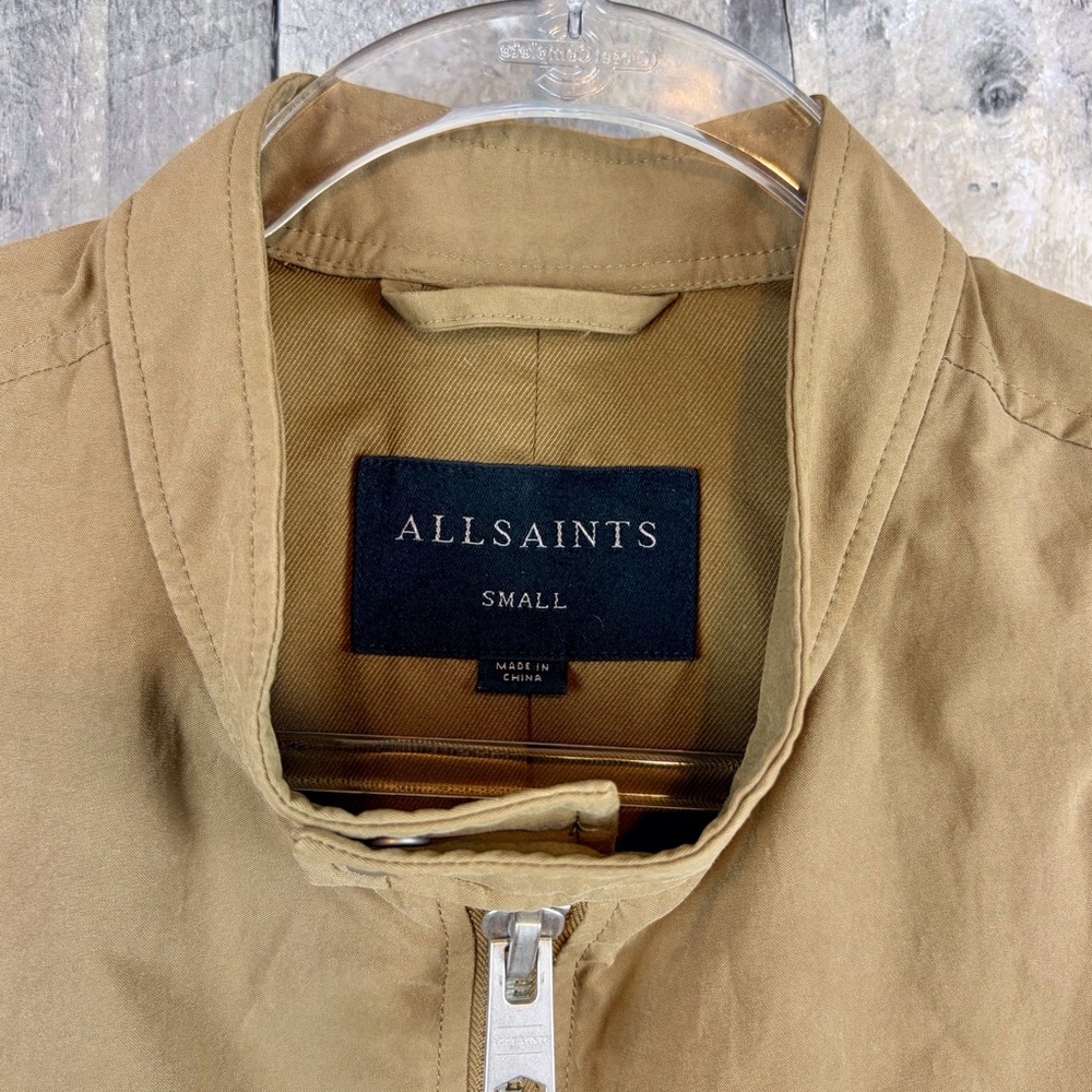 AllSaints Atik Cotton Blend Jacket in Sand Size Small. - Picture 8 of 14